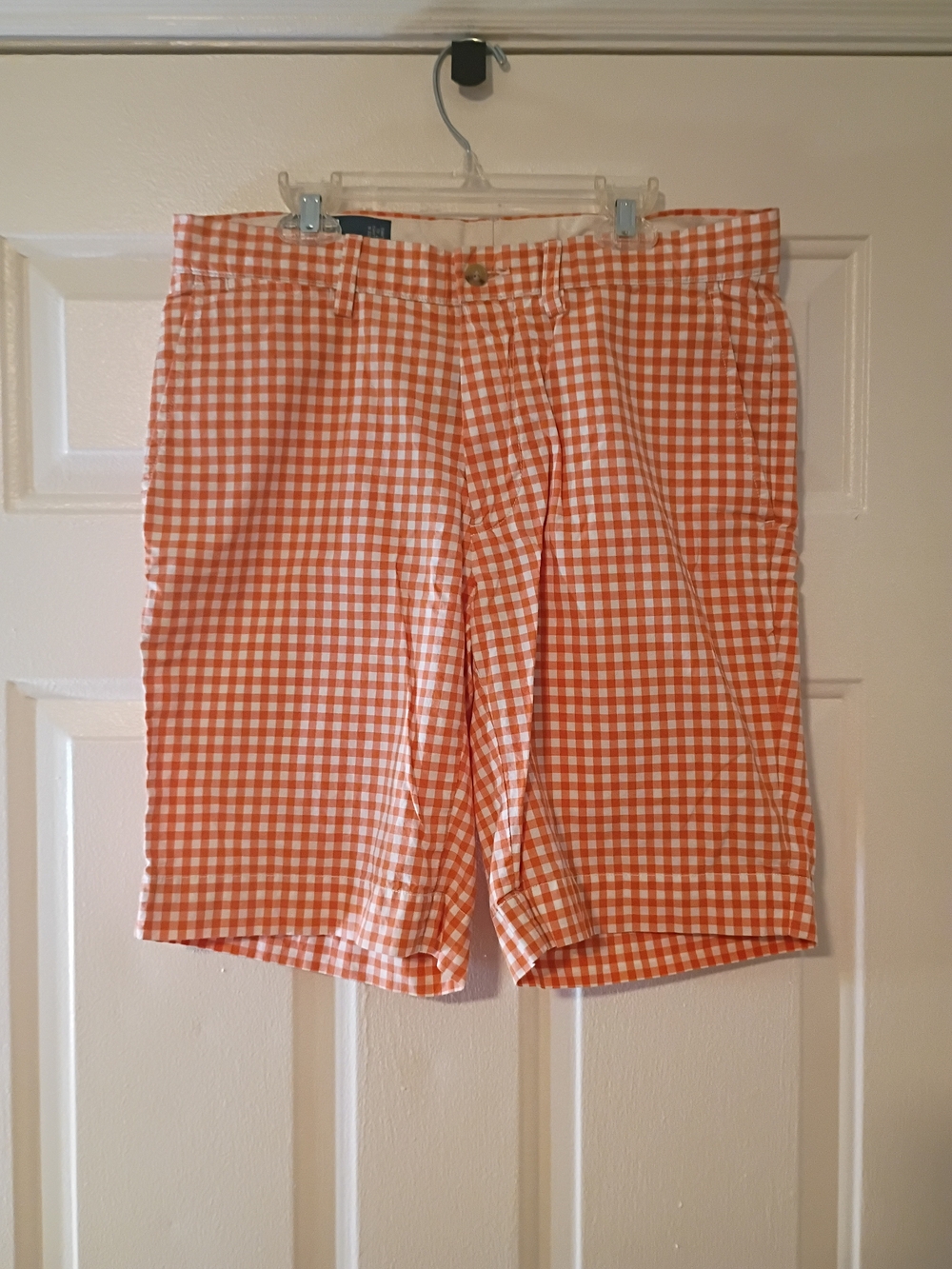 Ralph Lauren Orange Gingham Flat-Front Shorts